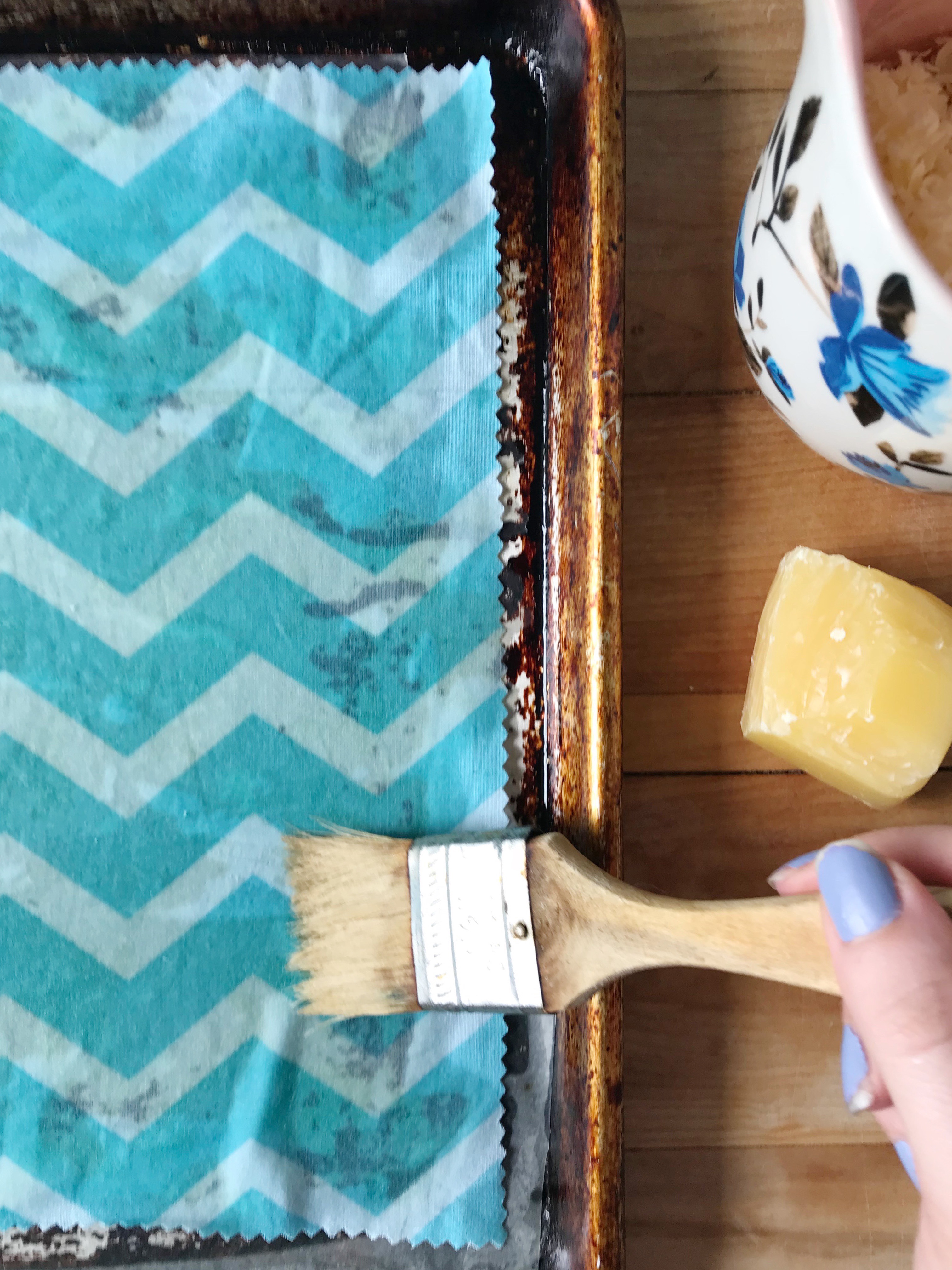 DIY beeswax wraps for plastic-free food storage. 